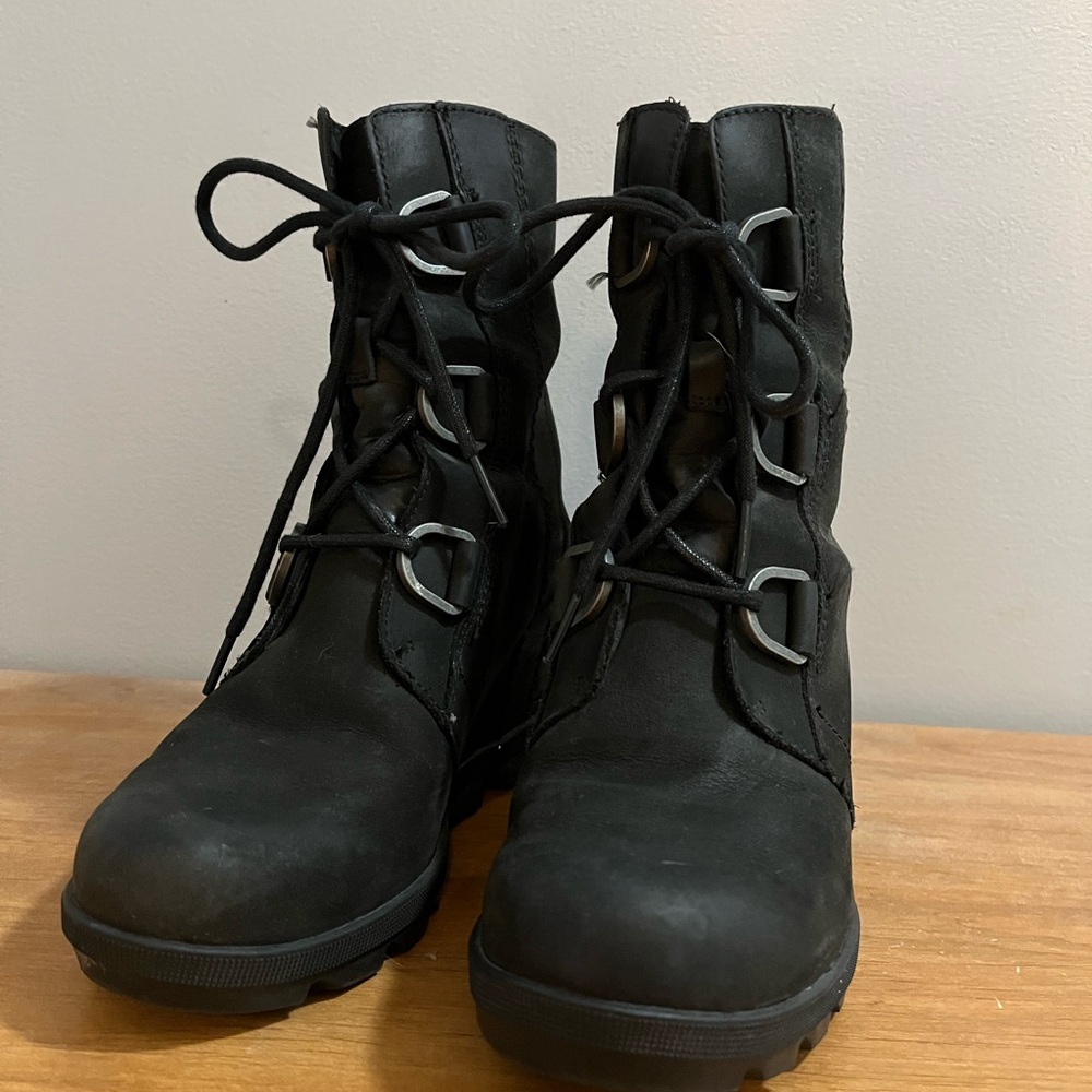 Sorel Black Combat Boots for Women